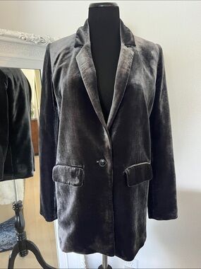 Closed Velvet Single-Button Blazer Coat - grey